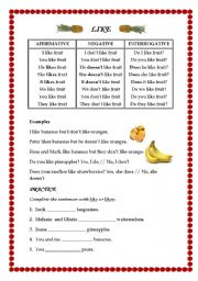 English worksheet: Do you like fruit?