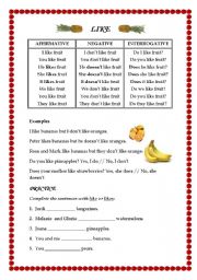 English Worksheet: Do you like fruit?