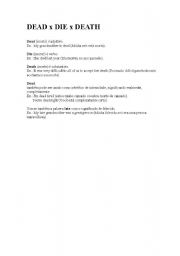 English Worksheet: DEAD x DIE x DEATH