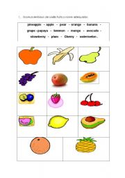 English worksheet: Fruits