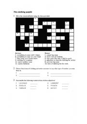 English Worksheet: the clothing puzzle