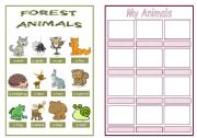 English Worksheet: Animal pictionary booklet - Forest animals & My animals 4/4