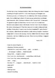 English worksheet: My holidays