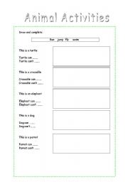 English worksheet: Animal Activities