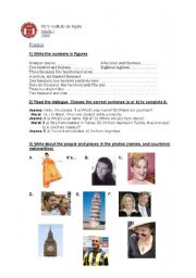 English worksheet: Practice on Personal Information and Numbers/Figures