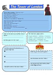 English Worksheet: the Tower of London - worksheet or webquest