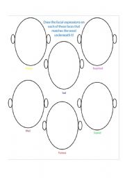 English worksheet: Draw the correct facial expression