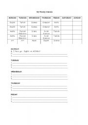 English Worksheet: weekly schedule