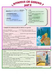 English Worksheet: Infinitve or gerund? part II