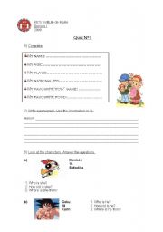 English worksheet: Personal info