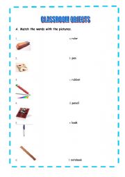 English worksheet: CLASSROOM OBJECTS