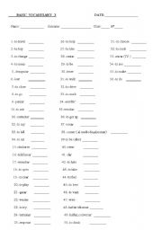 English worksheet: Basis vocabulary 3