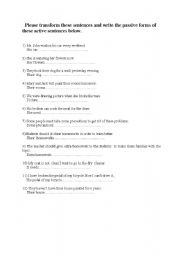 English worksheet: passives