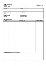 English Worksheet: lesson plan form
