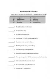 English worksheet: Poetry Term Exercise