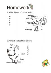 English worksheet: Hen ad cock