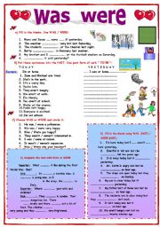 English Worksheet: Was  Were