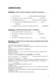 English Worksheet: comparatives