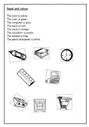 English Worksheet: Read and colour