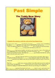 English Worksheet: Past Simple/ The Teddy Bear Story(2 pages)