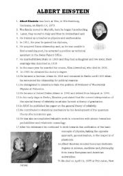 English Worksheet: Albert Einstein