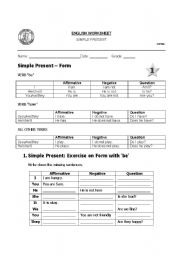 English Worksheet: Present simple form