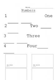 English worksheet: Numbers to Four