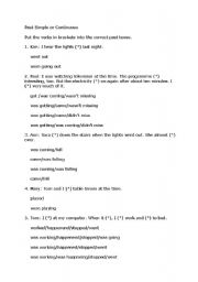 English Worksheet: past continuous or simple past 