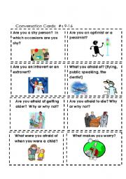 English Worksheet: Conversation Cards:  Feelings #s 9-16  (Part 2 of 3)