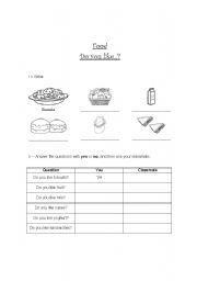 English worksheet: Food, do you like...?