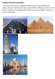 English Worksheet: Travel activity - Landmarks part I