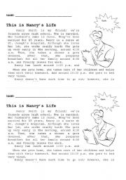 English Worksheet: Nancys Life