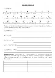 English Worksheet: Days and months