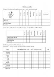 English Worksheet: Listening activites