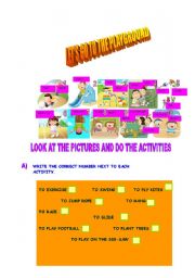 English Worksheet: playground activities part 1