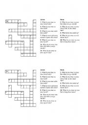 English Worksheet: crossword