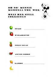 English Worksheet: minnie misspell