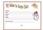 English Worksheet: My letter to SAnta Claus