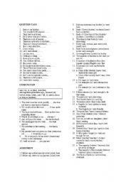 English worksheet: Miscellenous Exercises  : Question- tags, Agreement, Conjunction, Relative Clause, Indefinite Pronoun, etc