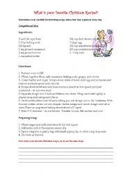 English worksheet: your xmas cooking recipe