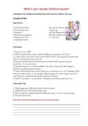 English Worksheet: your xmas cooking recipe