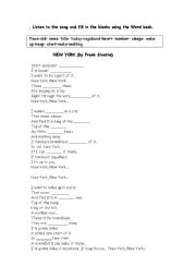 English worksheet: New York Lyric