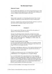 English worksheet: The Holocaust Project