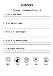 English worksheet: Numbers