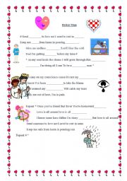 English Worksheet: song to be a better man