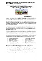 English Worksheet: reading about water scarcity for brazilian students