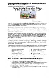 English worksheet: reading about water scarcity for brazilian students