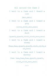 English worksheet: All around the farm 2