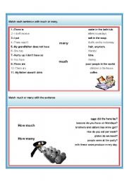 English Worksheet: much and many