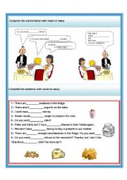 English Worksheet: much and many